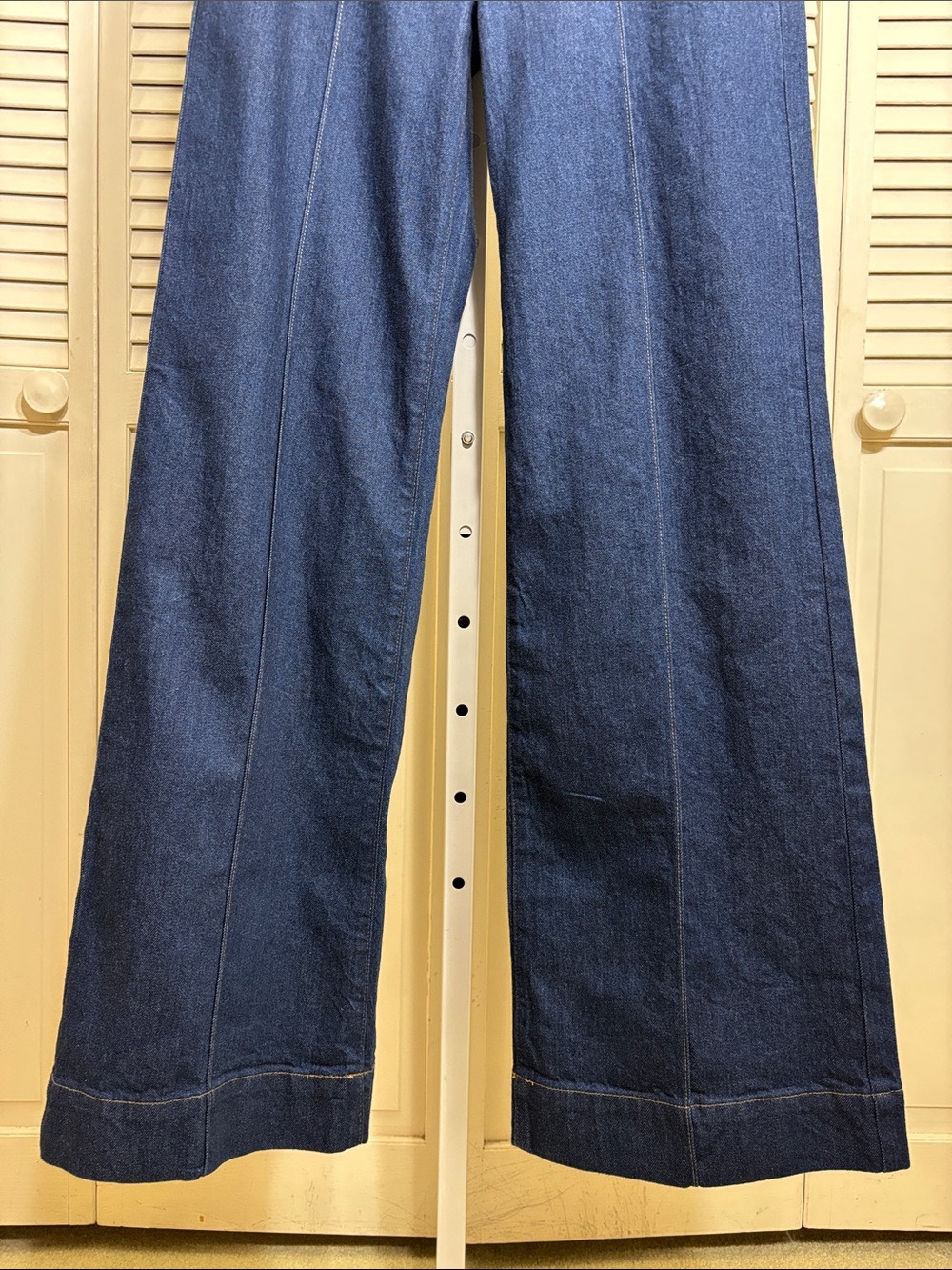 J. Crew Dark Blue Denim Trouser Wide Leg Jean with Stacked Buttons Size 26 Tall - Picture 7 of 16